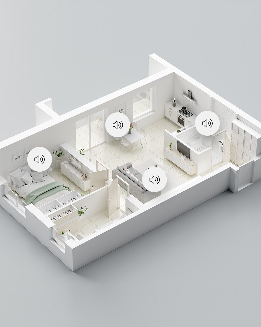 3D Floor plan of a home, 3D illustration. Open concept living apartment layout