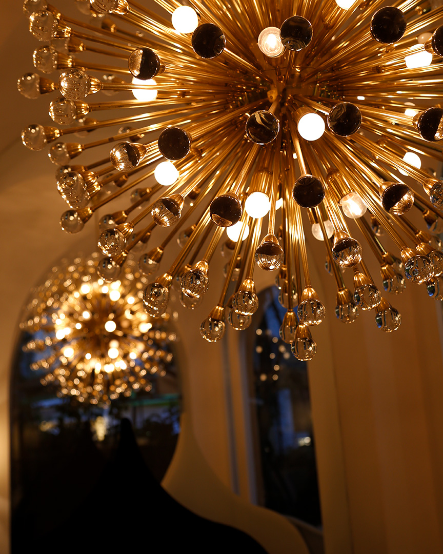 Decorative lighting in the foyer of an expensive Italian hotel in Capri.